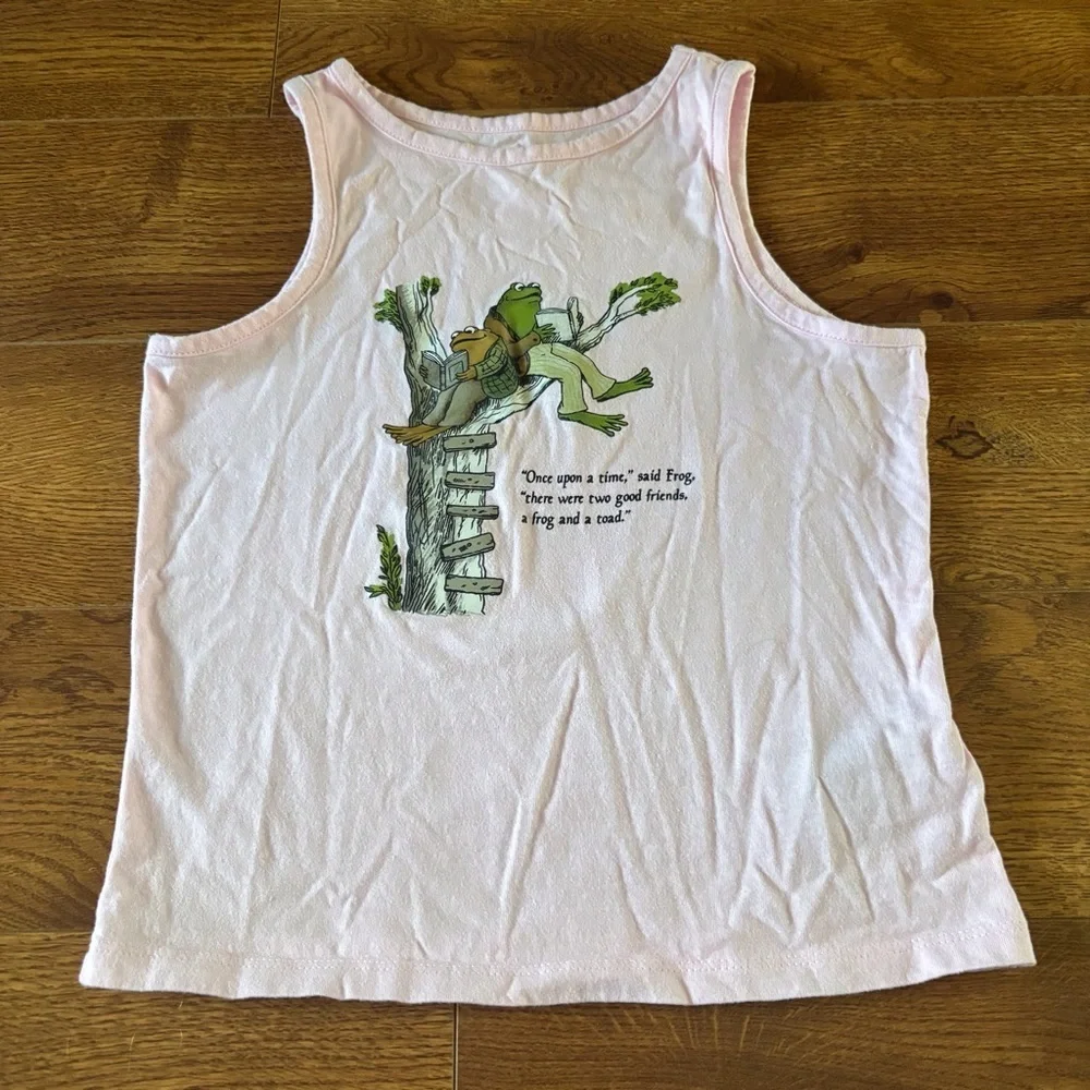 Old Navy Light Pink Kids Frog & Toad Graphic Tank in size L